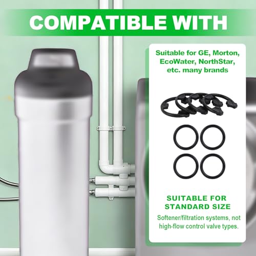 Penitue water softener seal kit with 4 snap clips, 4 O-rings, and crochet hook combination