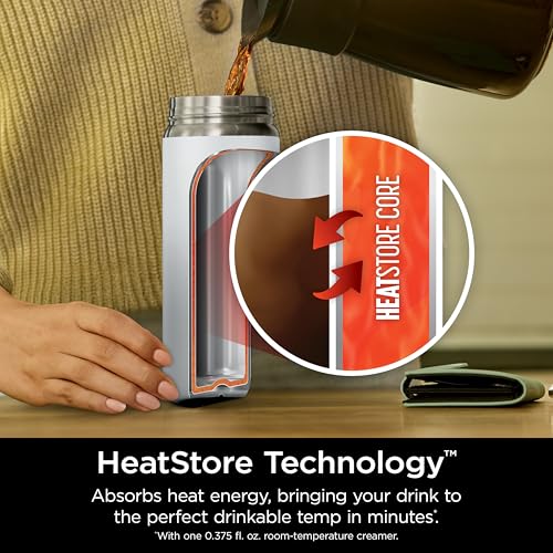 Ninja, Travel Mug, Sip Perfect 16oz, Brings Hot Drinks to Sippable Temperature in Minutes, Stainless Steel, Leak Proof, Dishwasher Safe, Metal Insulated Tumbler, White, DW1603WH 16 Ounces
