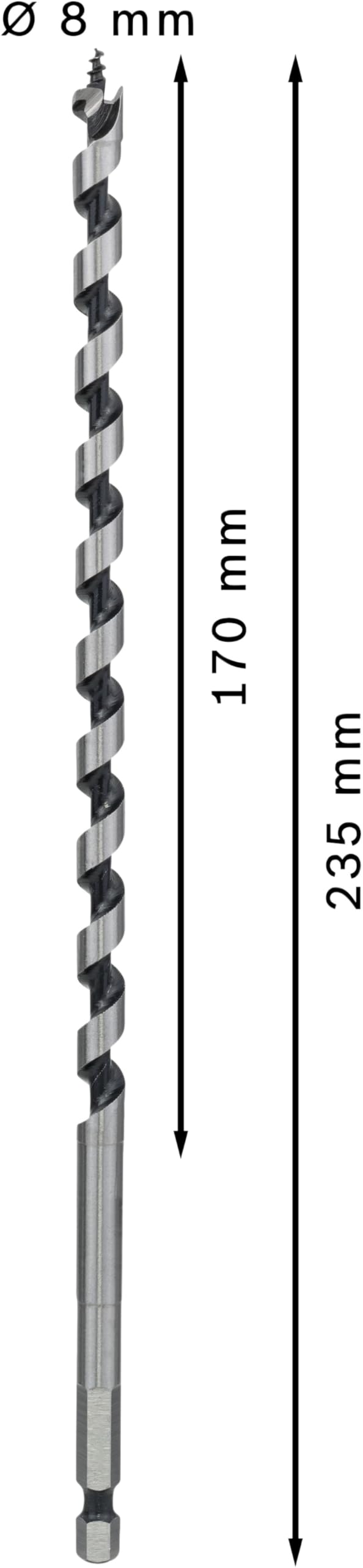 [Australia - AusPower] - Bosch 1 x PRO Wood Auger Drill Bit (for Softwood, Hardwood, Diameter 8.00 mm, Professional Accessories Drill/Screwdriver) Ø 8.00 mm 235 mm 