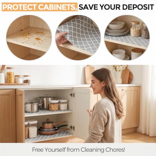 Coavas Shelf and Cabinet Liner, Easy Cut Protective (Gray, 12 in x 30 ft) Gray 12"W x 354"L