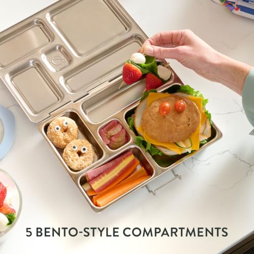 PlanetBox Rover Stainless Steel Bento Box Style Lunch Box for Kids with 5 Compartments – Durable, Dishwasher Safe and BPA-Free Food Container