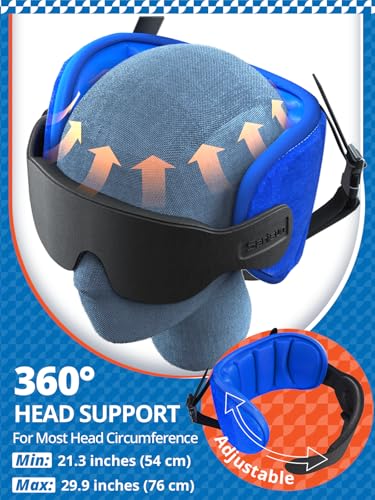 SARISUN travel pillow for airplanes with stable head support, black travel essential for comfortable in-flight rest.