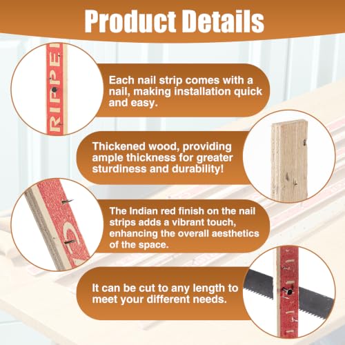 Wesiti carpet tack strips with nails, plywood nailing strips for carpet tufting, subfloor, stairs, and rugs