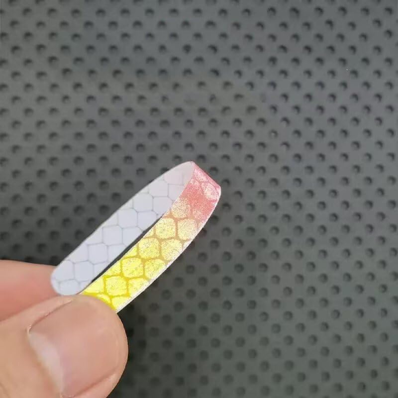 Reflective Rim Tapes, Rainbow Pattern, 9cm x 0.7cm, 20 Pieces, for Cars Motorcycles Bikes Sparkling White Diamonds
