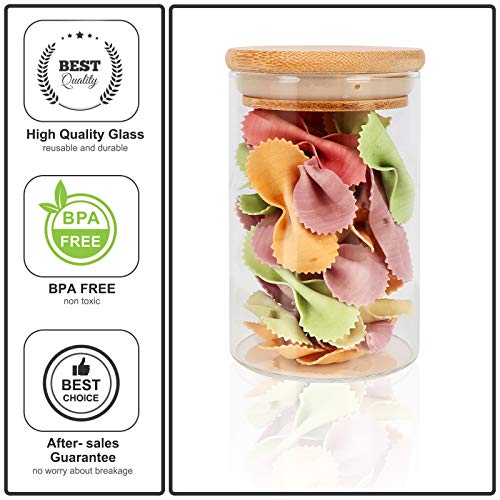 Set of 15 DHSBTLS glass jars with bamboo lids, 8 oz kitchen storage containers for pantry organization and food storage.