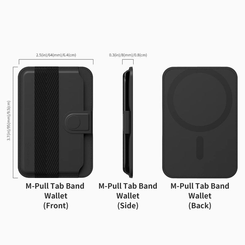 [Australia - AusPower] - Sinjimoru Comb-Pattern Phone Grip Wallet, Vegan Leather Magnetic Cell Phone Card Holder Wool Band Strap as Credit Card Case Compatible With iPhone 15 14 13 12 Series. M-Pull Tab Band Black 
