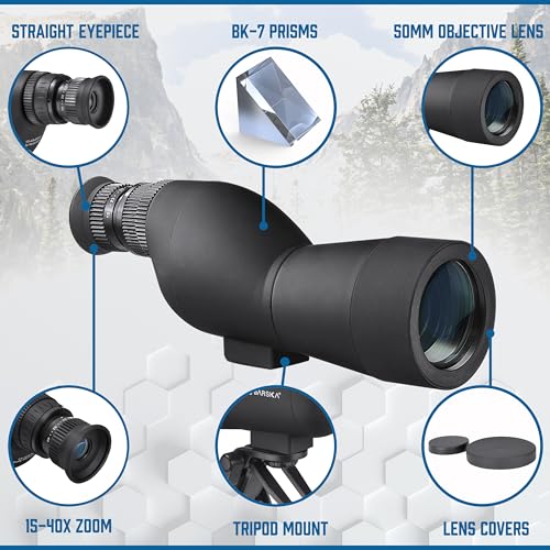 Barska Colorado 15-40X50 Straight Compact Spotting Scope - for Birding, Hunting, Target Shooting, Astronomy, Sports, Concerts Midnight Onyx