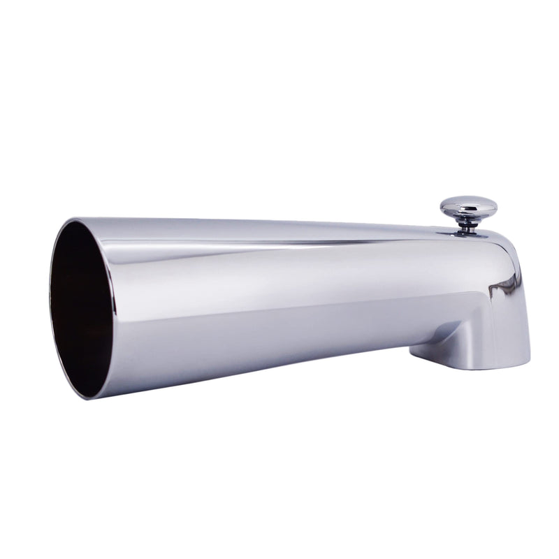 Westbrass A507D-1F-26 A507D-1F 7" Reach Wall Mount Tub Spout with Diverter, Polished Chrome