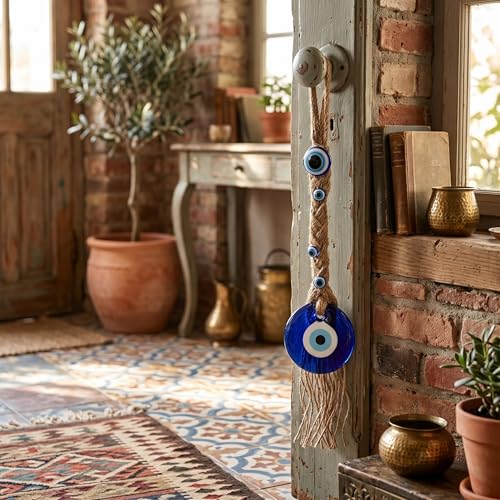 HEEPDD Turkish Blue Evil Eye Wall Hanging, Handcrafted Glazed Resin Amulet for Home Office Decor, Protection Charm for Housewarming Gift, New Homeowners and Spiritual Décor Enthusiasts