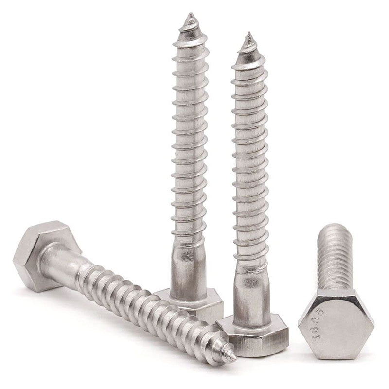 [Australia - AusPower] - Glvaner (8 pcs) 3/8" x 4" Stainless Steel Hex Head Lag Bolts, Hexagonal Head Lag Screws, 304 Stainless Steel 18-8, Secure Hold for Wood 3/8 x 4" 8 