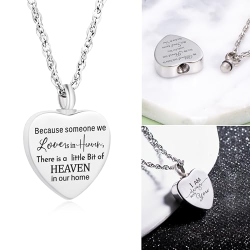 3 pcs Heart Urn Necklace for Ashes for Women Men Cremation Urns Memorial Pendant Necklace Ashes Holder Stainless steel Keepsake Necklace Cremation Jewelry