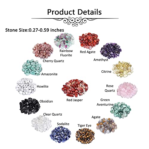 Jovivi 15 Assorted Tumbled Stones and Crystals Bulk Irregular Rocks Set #2- 15 Assorted Gemstones