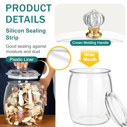 4Pcs Plastic Candy and Cookie Jar with Lids,74oz Large Food Storage Container Candy Buffet Containers,Acrylic Jars with Lids,Decorative Kitchen Storage Jar for Candy,Cookie Clear 74.29 ounces Oval