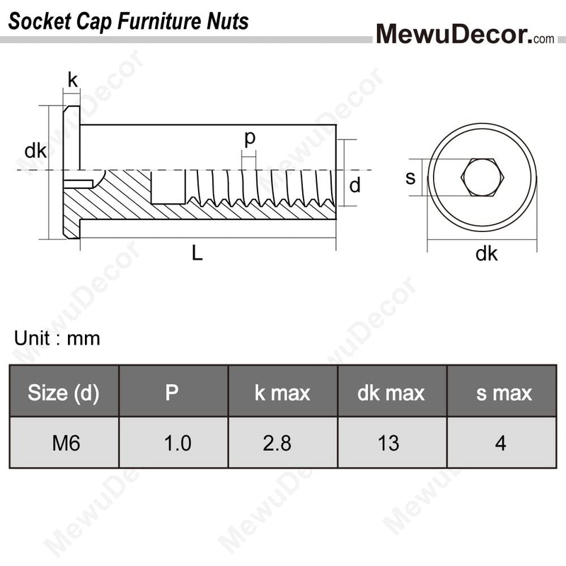 [Australia - AusPower] - Screw Post Fit for 5/16" (8mm) Hole Dia, Male M6 x 45mm Belt Buckle Binding Bolts Furniture Screws, 304 Stainless Steel 18-8, 10 Sets 