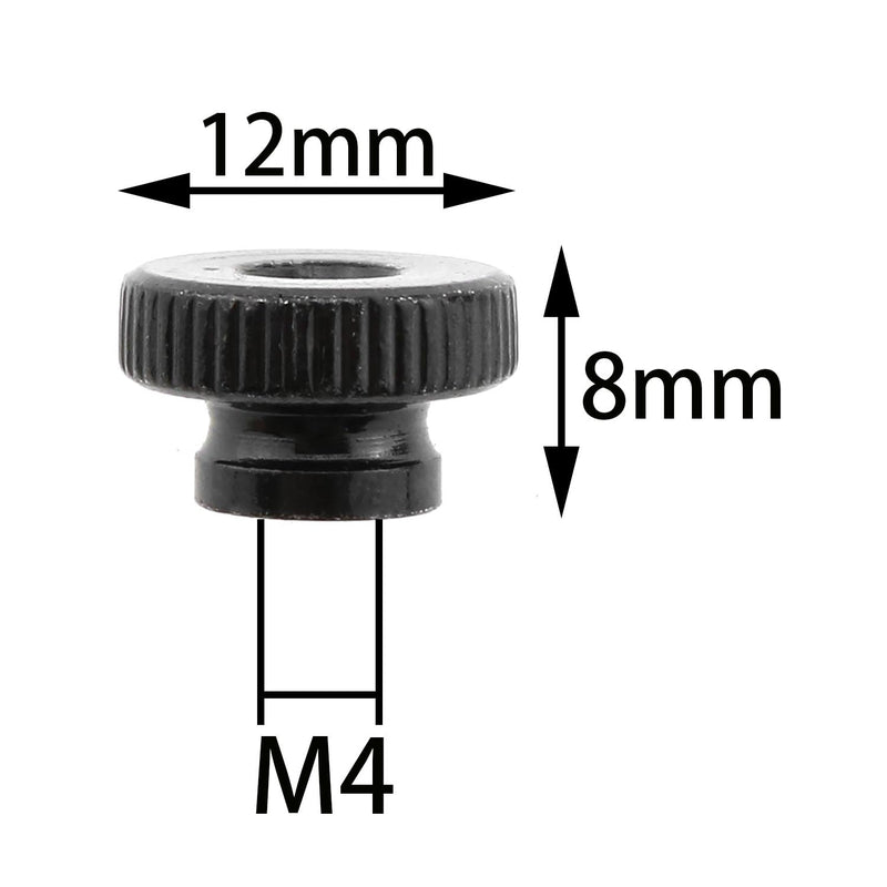 [Australia - AusPower] - 10pcs Knurled Thumb Nuts M4 x 0.7mm Black Metal Round Knobs Hand Nuts for 3D Printer Parts 