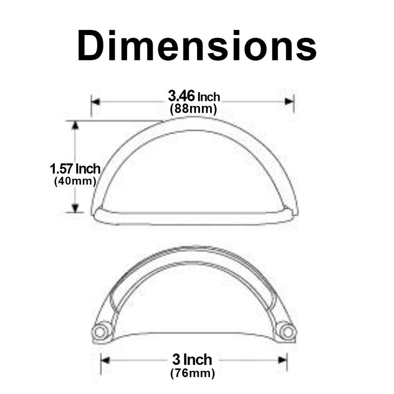 HARPOON Bin Cup Drawer Handles Hardware 10 Pack of Kitchen Cabinet Pulls, 3" Inch 76mm Champagne Gold