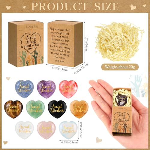 Motipuns 20 Sets Social Worker Appreciation Gifts Heart Pocket Hug Stones