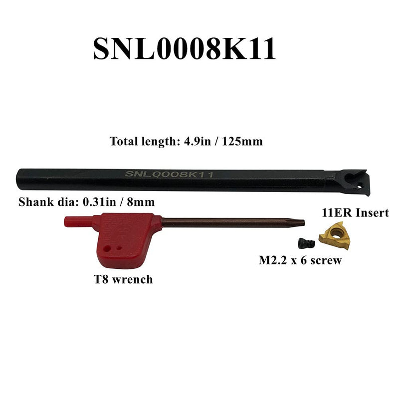 [Australia - AusPower] - 1/2" Lathe Threading Tool External/Internal Threading Holder SER 1212H11+ SNL 0008K11 Threading Holder with 11ER AG60 11IR AG60 Threading Inserts (SER1212H11+SNL0008K11+11ER AG60) SER1212H11+SNL0008K11+11ER AG60 