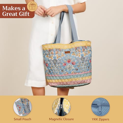 Maison d' Hermine Shopping Bags Cotton Quilted Tote Bag with Zipper Pockets 027 - Marquise