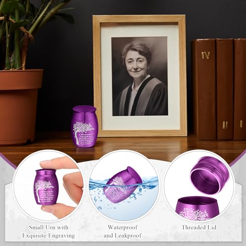 Shimeyao Set of 8 Small Urns for Human Ashes Cremation Urns, Purple