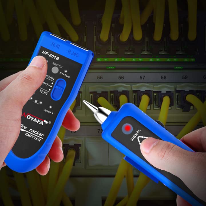 [Australia - AusPower] - NOYAFA Network Cable Tester, RJ11 RJ45 Network Tester for Telephone, Ethernet, Video, Tone Generator, Metal, Ethernet Cable Tester Cable Toner with Earphone Flashlight NF-801B 