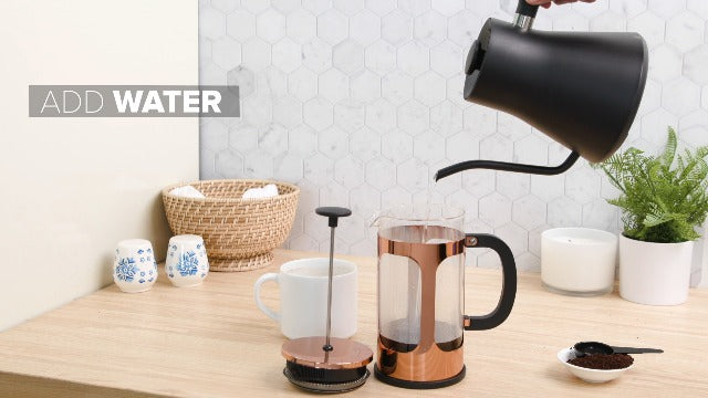 Farberware French Press Coffee Maker, Tea & Espresso Maker, Stainless Steel Cold Brew Press, Heat-Resistant Borosilicate Glass, BPA-Free, Measuring Spoon Included, 8 Cup Capacity (Stainless)