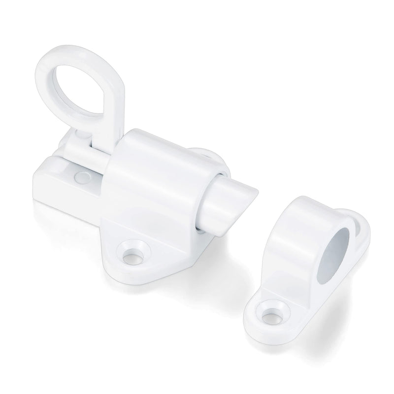 INIRET 10 Packs Self-Closing Latches，White Spring Door Lock，Resilient Bolt Latch Aluminum Alloy Safety Automatic Spring Barrel Door Lock with Screws，Used for Wooden Door，Wooden Window and Cabinet etc White