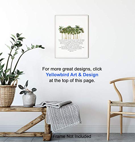 Psalm 91 - He Will Cover You With His Feathers Wall Art - Palm Tree Wall Art - Religious, Bible Verse Decor - Christian Gifts for Women, Men - Spiritual, Inspirational Wall Decor - Holy Scriptures 8"L x 10"W