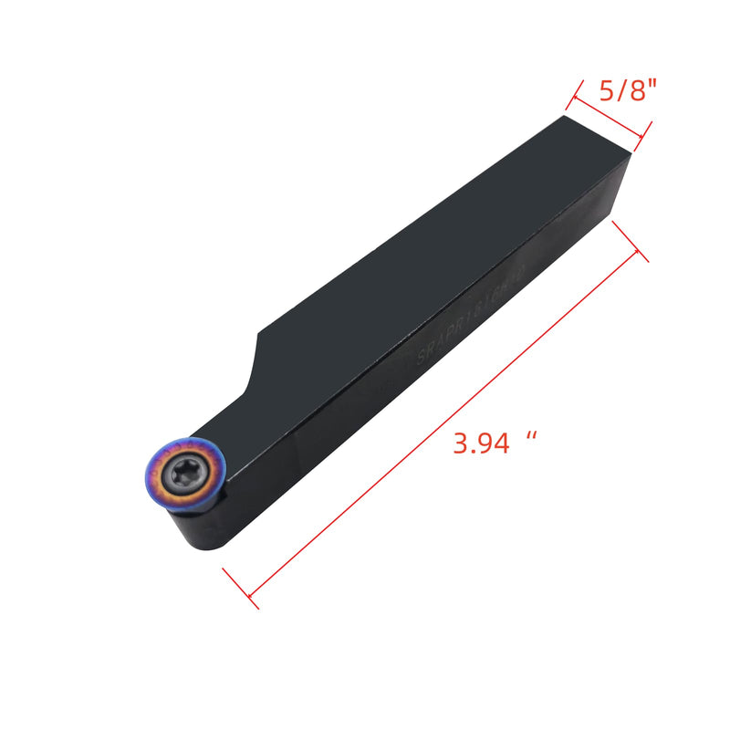 [Australia - AusPower] - 5/8" Indexable Metal Lathe Turning Tool Holder SRAPR1616H10 with 10pcs RCMT10T3MOE-JS R5 Round Carbide Replacement Inserts Button inserts for Steel Stainless Steel 