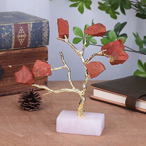 rockcloud Healing Crystal Red Jasper Money Tree Feng Shui Bonsai Tree 6.69"