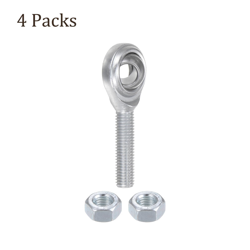 [Australia - AusPower] - 4pcs CM4 Rod End Joint Bearing - [1/4" Bore, 1/4-28 UNF Right Hand Thread] Male Rod End with Jam Nuts, 45# Carbon Steel 4 