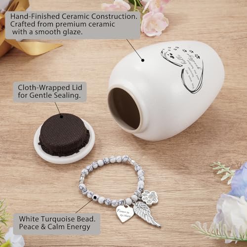 abooxiu Pet Urn for Dogs Cats 4.8 Inch Small Urn for Pet Ashes Cremation Keepsake Urns Ceramic Mini Urns for Ashes Pet Memorial Sympathy Gifts for Loss of Pets Dog Urns Cat Urns Heart