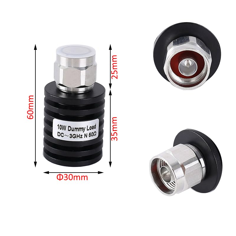 Becke 10 W Dummy Load, 3 GHz 10 Watt 50 Ohm Dummy Load with N Male Connector | 0 W N-plug dummy last 50 Ohm to 3 GHz with low VSWR, ideal for antenna and transmitter tests in amateur radio