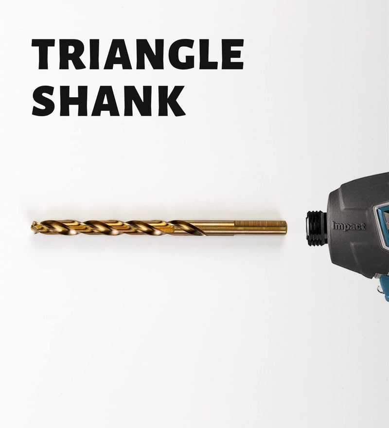 INTOO Hss Cobalt Drill Bits Set 21PCS Triangle Shank,Industry Drill bits with Golden Ratio Tip, M35-21PCS