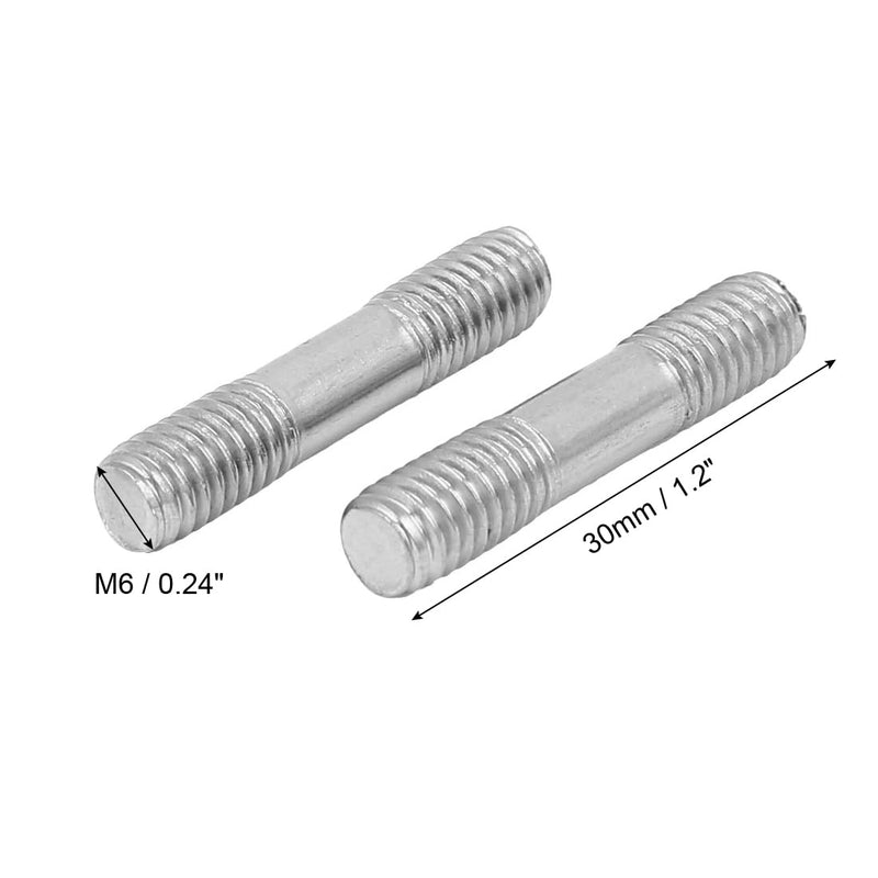 [Australia - AusPower] - uxcell M6x30mm 304 Stainless Steel Double End Threaded Stud Screw Bolt 20pcs 