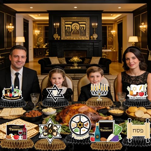 9Pcs Happy Passover Honeycomb Centerpieces Table Decorations Passover Party Table Decorations Jewish New Year Festival David Holiday Theme Party Table Supplies