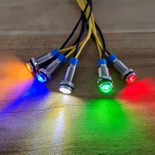 Formed 10 x 6mm 230V AC LED Metal Indicator Light Waterproof Signal Lamp (Green, Orange, Red, Blue, White, 10 Pieces) Color Mix: 220V