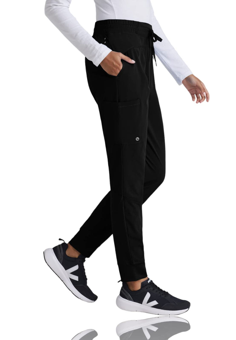 [Australia - AusPower] - BARCO One Boost Scrub Jogger for Women - Yoga Style Medical Jogger, Mid-Rise, 4-Way Stretch Women's Scrub Pant Large Black 