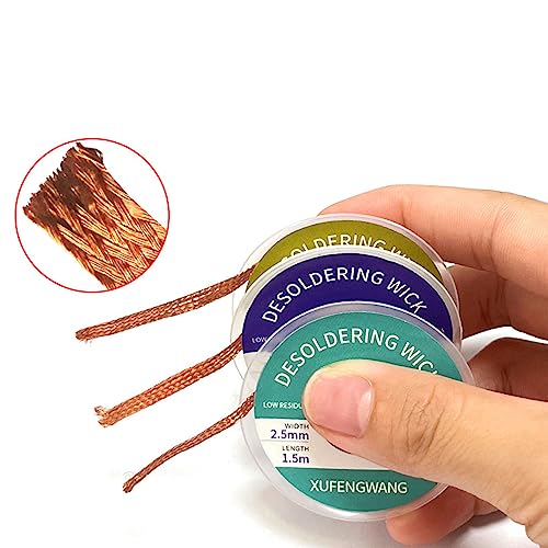 1 x 1.0 mm x 1.5 m Desoldering Wire, Soldering Accessories, No-Clean Solder Desoldering Braid, Solder Wick Solder Braid, Solder Braid, Solder Accessories, Wicks Strands for Desoldering, Solder Wick for Removing Solder Wicks