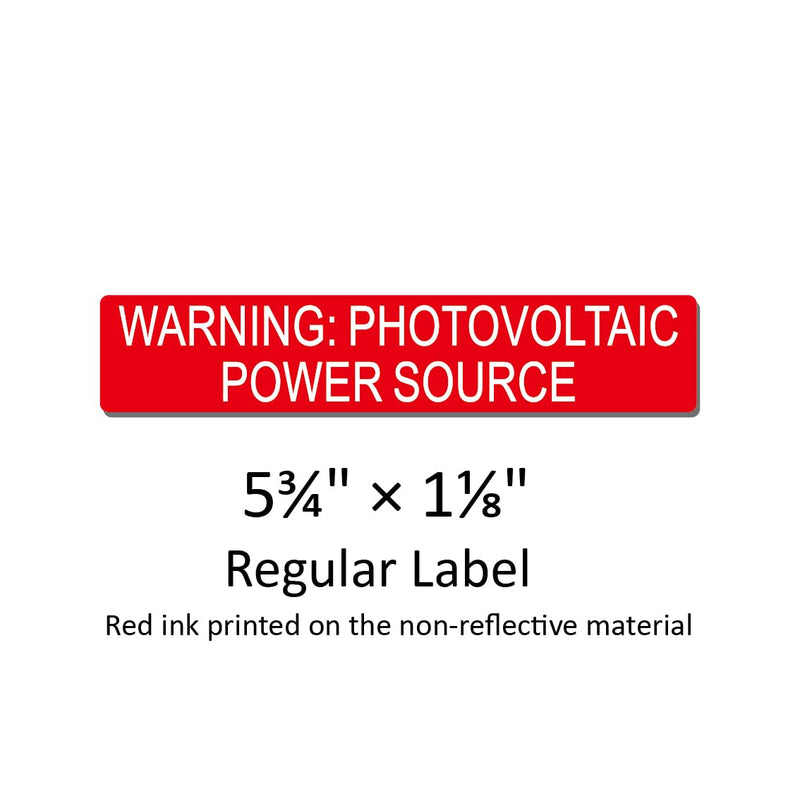 20 Pack Premium PV Labels Printed with Warning: Photovoltaic Power Source | Outdoor Rated PV Stickers | Solar Stickers | PV Label | Solar Label 20 Non-Reflective Labels Pack Set
