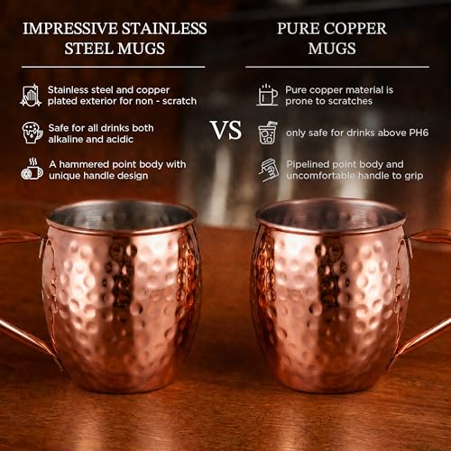 Kitessensu 16-PC All-in-One Moscow Mule Mugs Set, 17 oz Copper Cups Kit 16PC All-in-one Set