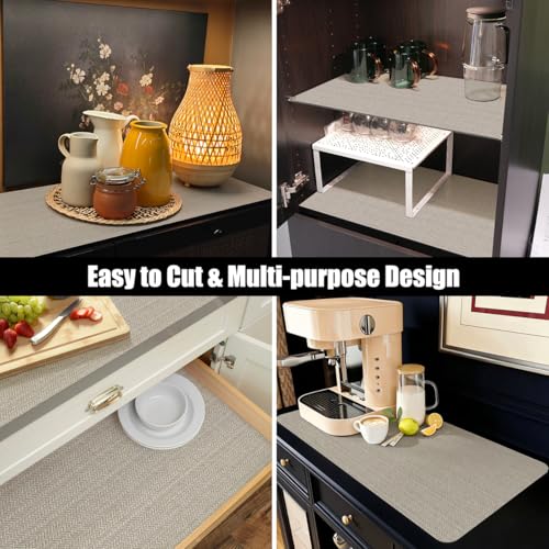 Beige Linen Shelf Liner Kitchen Cabinet Drawer Liner 23.6INx10FT 23.6"W x 118.1"L Beige