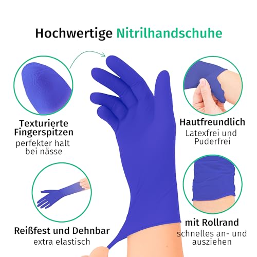 SF Nitrile Gloves M Purple - Pack of 100 Disposable Gloves, Latex-Free | Powder-free disposable gloves for tattoos, workshops, kitchens, cleaning, and household use; versatile for commercial and everyday use