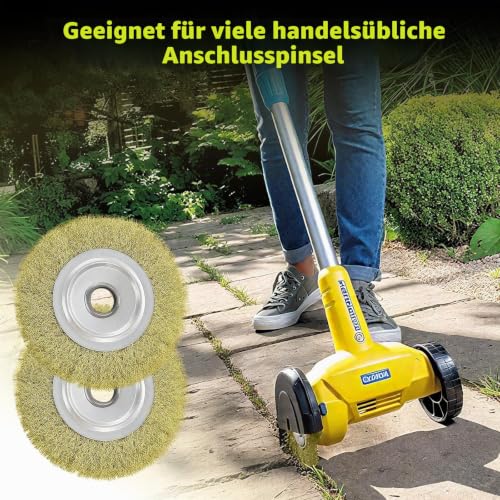 4-Piece Grout Brush Set, Wire Brush for Gloria Multibrush and Weedbrush | Diameter 10 cm, garden weed brush accessories for floor cleaning, moss, dirt and weeds in joints
