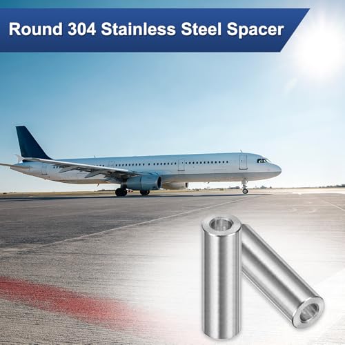 M METERXITY M6 304 stainless steel spacers, 6mm ID x 12mm OD x 35mm length, silver round bushings