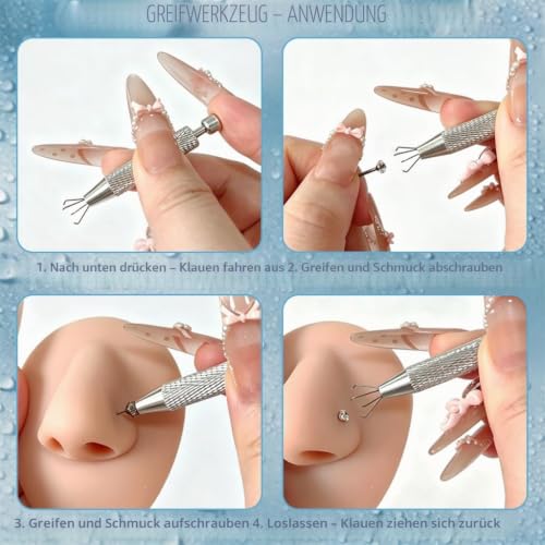 Titanium Piercing Ball Twist Change Set 7 Pieces Piercing Interchangeable Aid Piercing Aid for Change 14G 16G 18G 20G Piercing Tool for Changing Set Ball Gripper Piercing Insertion Aid Kit Silver ball twister