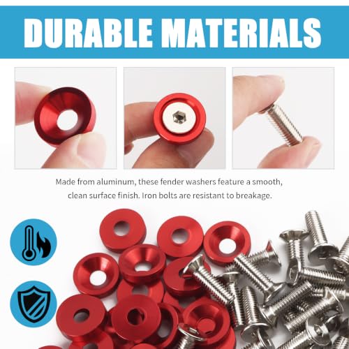 TSIEBRV M6x20mm red engine dress-up bolts and spacers, 40-piece screw and bolt assortment set