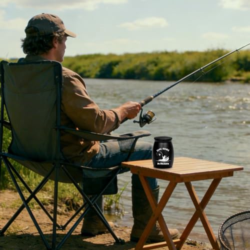 Gredstar 4PCS Small Urns for Ashes, Black Fishing Memorial Set