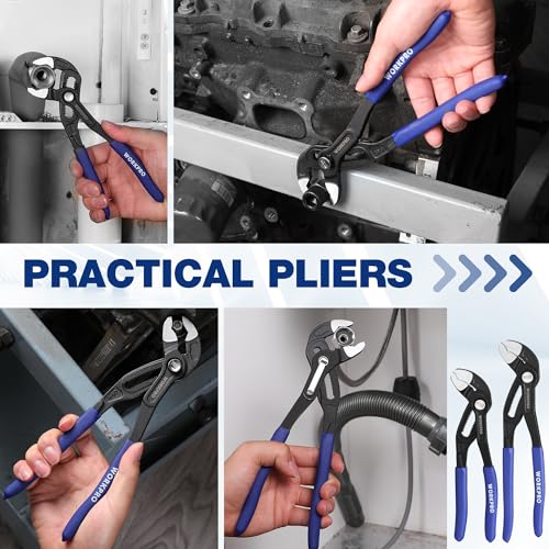 WORKPRO 7-inch and 10-inch water pump pliers set with quick-adjust groove joints