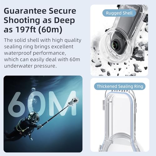 Waterproof Dive Case for Insta360 X5 (60m/196ft)